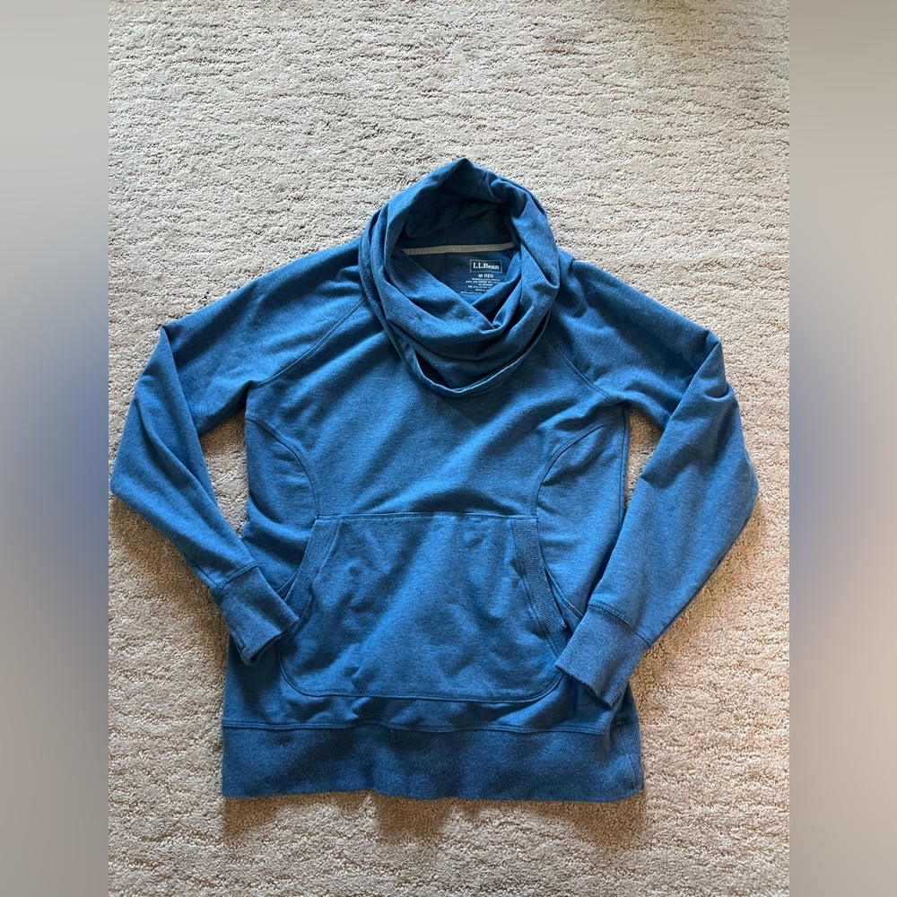 L.L. Bean Blue Cowl Neck Pullover Medium